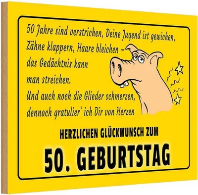 Produktbild von vianmo Holzschild 20x30 cm Glückwunsch zum 50.Geburtstag Geburtstag Feiern Party