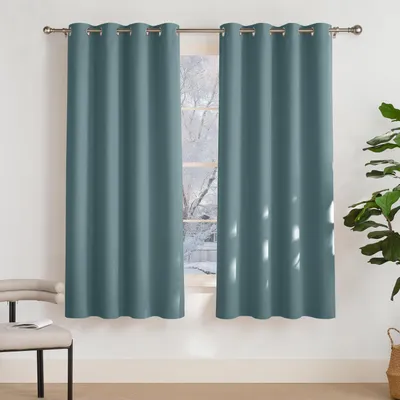 Image de Rideaux occultants pour chambre, thermiques, couleur bleu, dimensions 160 cm de hauteur x 140 cm de largeur (lot de 2)
