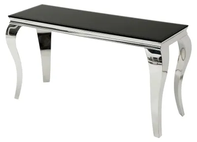 Produktbild von Konsolentisch MODERN BAROCK schwarz Opalglas Beistelltisch Konsole Tisch Silber Edelstahl