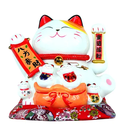 Produktbild von Glückskatze - Maneki-neko - Winkekatze aus Porzellan 24 cm weiß - Maneki Neko 01