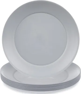 Produktbild von Orion | Flacher Essteller - Tafelservice - 6er Set - Kunststoff - Rund - Grau - 23,5 cm - Spülmaschinenfest - SANDY