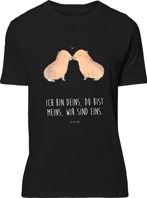 Produktbild von Mr. & Mrs. Panda T-Shirt Capybara Liebe - Schwarz - Geschenk, Tshirt, Beziehung, Baumwoll, S, Geschenkidee, Lustige Sprüche, oberteil, Liebesspruch, Valentinstag, Shirt