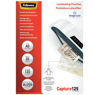 Produktbild von Fellowes 5396101, Transparent, Glänzend, A5, 0,125 mm, 218 mm, 1 mm