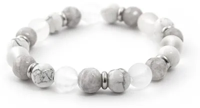 Produktbild von Perlenarmband aus Howlit, Jade und Kristall MINK124 / 18