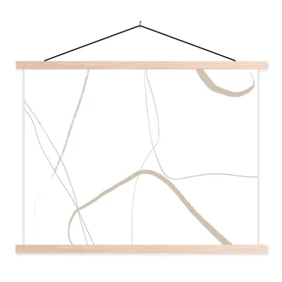 Produktbild von MuchoWow® Textilposter Abstrakt - Minimalismus - Linienkunst 40x30 cm mit holzfarbenen Rahmen - Bilder