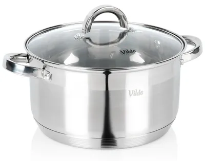 Zdjęcie produktu dla Vilde | Garnek na indukcję 5,8 L z szklaną pokrywką - Stal nierdzewna - Można myć w zmywarce - Ø 24 cm - INOXCELLENT