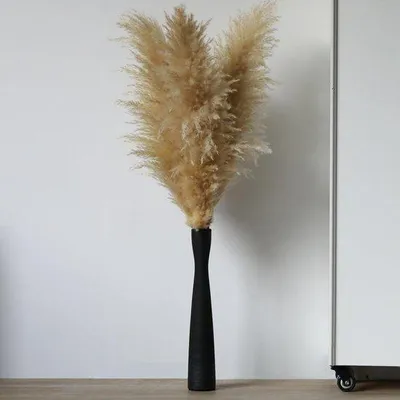 Obrázok produktu pre Keramická váza Unyqoos® matnej čiernej farby, elegantný dizajn – výška 42 cm, priemer otvoru 5 cm, ručne vyrobená, ideálna na pampasovú trávu a sušené kvety