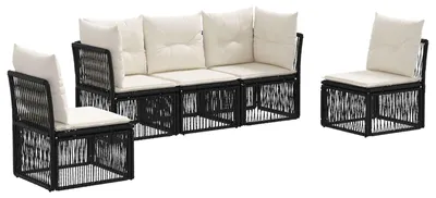 Produktbild von vidaXL Gartensofa-set 5 pcs Schwarz Poly-Rattan