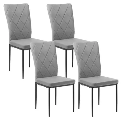 Obrázek produktu pro Židle - Jídelní židle - Sada 4 sametových jídelních židlí - Ergonomické - Kovové nohy - Vysoké opěradlo