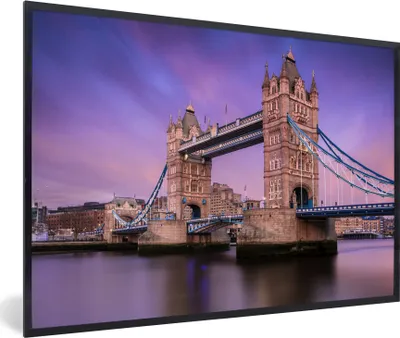 Produktbild von MuchoWow® MuchoWow® Gerahmtes Poster Rosa Farben am Himmel über der Tower Bridge in London 60x40 cm - Poster mit zchwarzem Bilderrahmen - Printing - Wanddeko Schlafzimmer