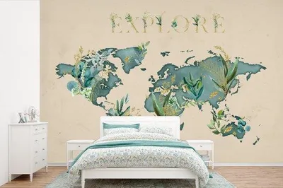 Produktbild von Weltkarte Fototapete - Gold - Breite 525 cm x Höhe 350 cm