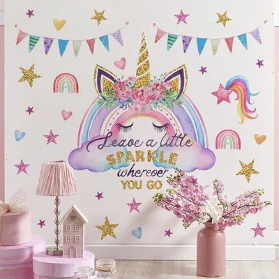 Produktbild von Dailygoods – Wandsticker Einhorn – Wandsticker für Kinder – Wanddekoration für das Kinderzimmer – Selbstklebend – Freundliches Vinyl – Einfach anzubringen