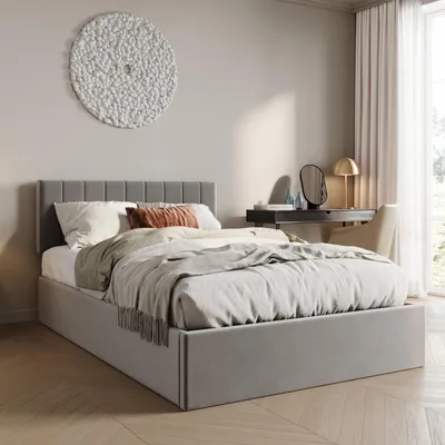 Produktbild von Polsterbett 140x200 cm mit Stauraum und Lattenrost Doppelbett mit hydraulischem Bettkasten Gepolstertes Bett Bed Stauraumbett Stabiler Bettrahmen | 200x140 cm hellgrauer Samt