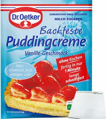 Produktbild von Dr. Oetker Backfeste Puddingcreme Vanille (40g Packung) + usy Block