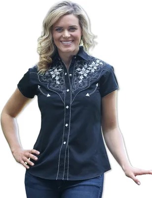 Produktbild von Damen Westernbluse Cowgirl Bikerin Western Bluse »ISABEL« Schwarz