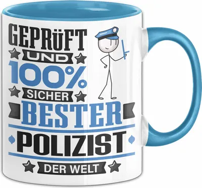 Produktbild von Polizist Geschenk Lustiger Spruch für Polizist Geschenkidee Bester Polizist Der Welt (Blau)