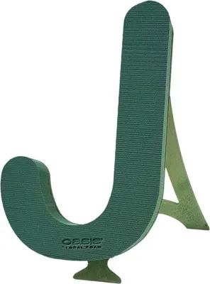 Produktbild von OASIS® Nass Steckschwamm Buchstabe J Melba, Bioline Holzunterlage, Holzständer, grün, 40x37x5cm - Nasssteckschaum