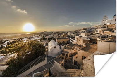 Produktbild von MuchoWow® Poster Sonnenuntergang über Pyrgos Santorini 120x80 cm - Bilder