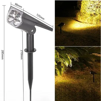 Zdjęcie produktu dla Oświetlenie solarne, stopień ochrony IP67, czujnik zmierzchu, do użytku na zewnątrz, 3 poziomy jasności, reflektor solarny, do ogrodów, tarasów i architektury krajobrazu (ciepłe białe światło, 2 sztuki).