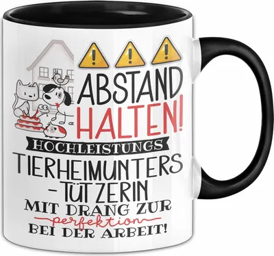 Produktbild von Tierheimunterstützerin Tasse Geschenk Lustig Abstand Halten Hochleistungs-Tierheimunterstützerin Mit Drang Zur Perfektion Bei Der Arbeit (Schwarz)