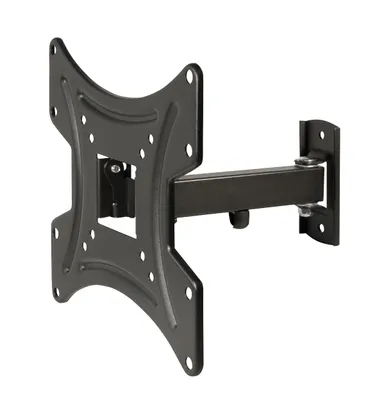 A black adjustable TV wall mount is shown against a white background.