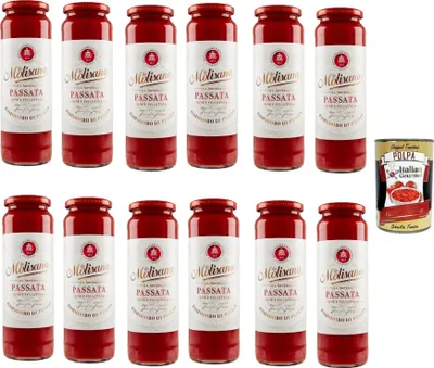 Produktbild von La Molisana Passata di Pomodoro Classica, Tomatenpaste Tomaten sauce 100% Italienisch 12x 690g + Italian Gourmet polpa 400g
