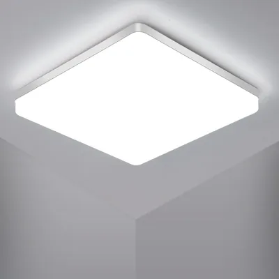 Obrázok produktu pre LED stropné svietidlo Osairous, priemer 30 cm, 48 W, ploché štvorcové, vodotesné (IP44), 6500K, biele svetlo, vhodné do obývačky, spálne, kúpeľne, kuchyne, chodby – rozmery: štvorcový tvar, 30 cm, 48 W