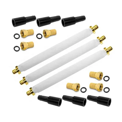 Produktbild von ARLI 3x Fensterdurchführung 20 cm – Selbstklebend + 6x F-Stecker + 6x Gummitülle | SAT TV Flachkabel für Fenster & Türen
