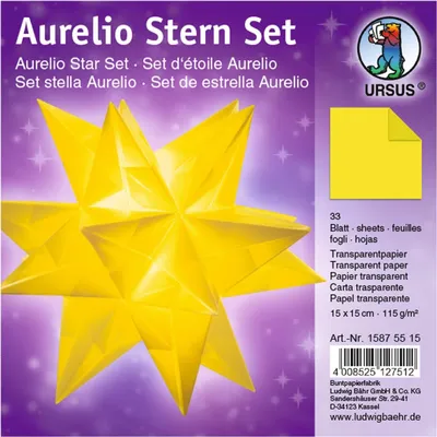 Produktbild von URSUS Faltblätter Aurelio Stern, gelb, 150 x 150 mm