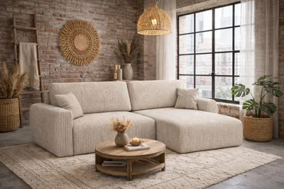 Produktbild von Kaiser Möbel Ecksofa mit Schlaffunktion und Bettkasten, Ariel XL, Cordstoff, Stoff Poso, Dunkelbeige, Rechts