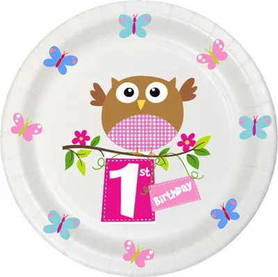 Produktbild von Pappteller Kleine Eule Mädchen