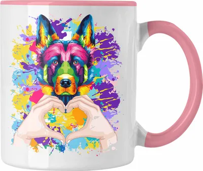 Produktbild von Trendation - Schäferhund Besitzer Farbe Love Tasse Geschenk Lustiger Spruch Geschenkidee Schäferhund Besitzerin (Rosa)
