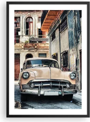 Produktbild von Gerahmtes Poster - Schwarzer Rahmen - Kubanisch Auto Mietshäuser - 50x70 cm - Wand Bild - Wanddeko - Wandbilder - Kunstposter - Wandposter - Bilderrahmen - Bilder - Kunstdruck - P2BPA50x70-4413