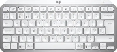 A top-down view of a Logitech MX Keys Mini keyboard.