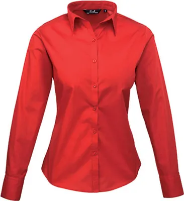 Produktbild von Premier Workwear Baumwolle Classics Popeline Bluse langarm 39.0300 Gr. XL red