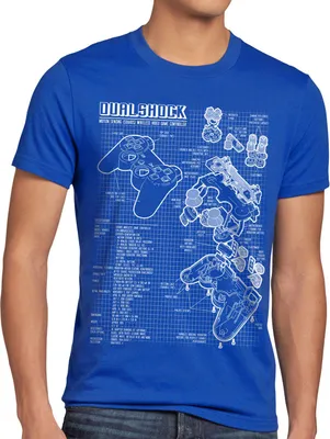 Produktbild von style3 PS1 Gamer Blaupause Herren T-Shirt PS gamepad konsole, Größe:XXXL, Farbe:Blau