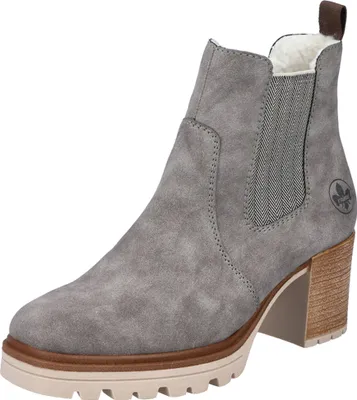 Produktbild von Rieker Damen Stiefelette Chelsea Boot Blockabsatz Warmfutter Profilsohle Y9071, Größe:37 EU, Farbe:Grau