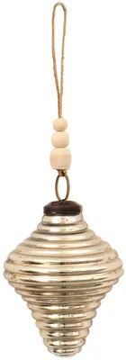 Produktbild von Christbaumkugel Glas geriffelt 6x8 cm Silber Clayre & Eef 6GL3670