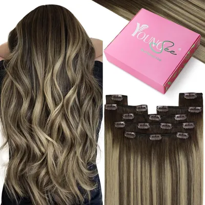 Image de Extensions à clipser, cheveux naturels, couleur marron