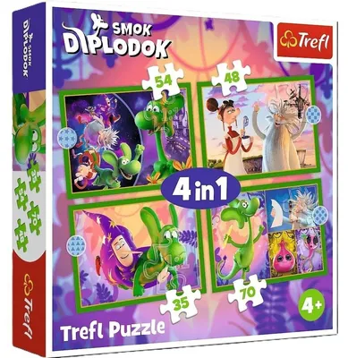 Produktbild von 4-in-1-Puzzle Die Welt des Drachen Diplodocosi 34633