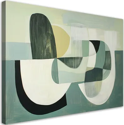 Produktbild von Leinwandbild Grün Abstrakt Geometrische Formen 100x70 Feeby Grün bild für die wand bereit zum aufhängen