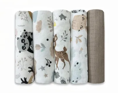 Produktbild von DOLCE SONNO Premium Tetra & Flanell Spucktücher – 5 Stück – 70x80 cm – Weich & saugstark – 100% Baumwolle – Baby Spucktuch Set 4