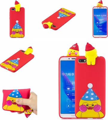 Produktbild von Für HUAWEI Y5 2018 3D niedlich gefärbtes Tier TPU Anti-Scratch rutschfeste Schutzhülle Zurück Fallrot