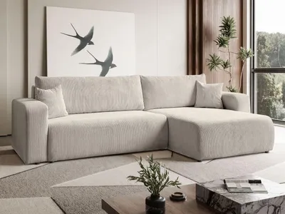 Produktbild von FurMeb24 ECKSOFA SENNA L-form 277 x 143 cm - CREME - mit Schlaffunktion und Bettkasten
