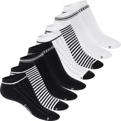 Produktbild von Footstar Söckchen mit Motiven für Damen (8 Paar) – kleine, kurze und niedliche Söckchen mit Motiven – Mix aus Schwarz und Weiß