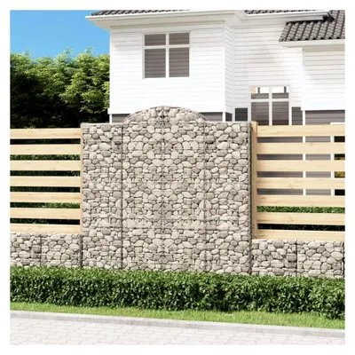 Produktbild von Gabione mit Hochbogen, Gabionenkörbe, Hochbeet, Steinkorb, Gabionengitter, Kräuterspirale für den Garten, Drahtkorb für Pflanzen, 200x50x200/220 cm, verzinktes Eisen