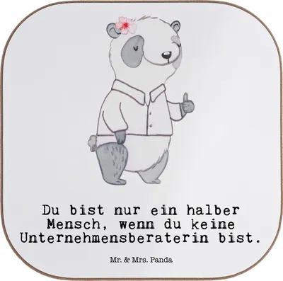 Produktbild von Mr. & Mrs. Panda Untersetzer für Gläser Unternehmensberaterin Herz - Weiß - Geschenk, Coaster, Tischuntersetzer, gläseruntersetzer, Getränkeuntersetzer