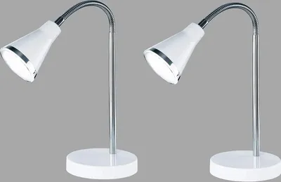 Produktbild von 2er SET schöne LED Tischleuchte mit Schirm in Weiß Schreibtischlampe mit Flexarm