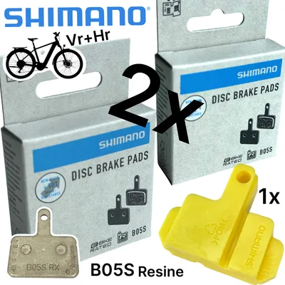 Produktbild von Shimano B05S ( B01S , B03S) Resine Fahrrad Scheibenbremsbeläge 2x paar + Bleedblock Blister