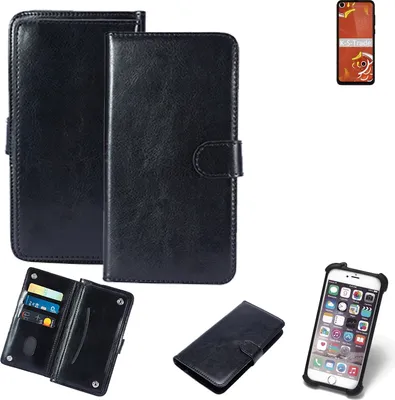 Produktbild von K-S-Trade 360° Hülle kompatibel mit Motorola P50 schwarz Kunstleder Case BookCase WalletCase Kunstlederederhülle Handyhülle, Rundumschutz Bumper